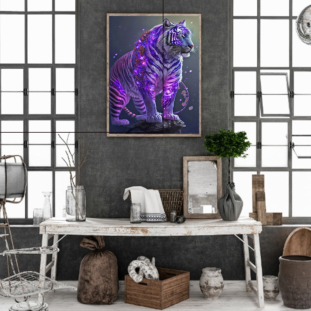 Purple Tiger - Full Round Drill Diamond Painting 30*40CM