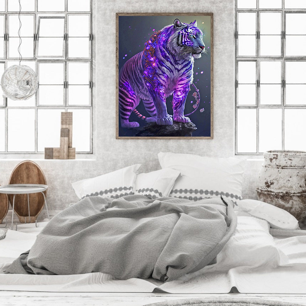 Purple Tiger - Full Round Drill Diamond Painting 30*40CM