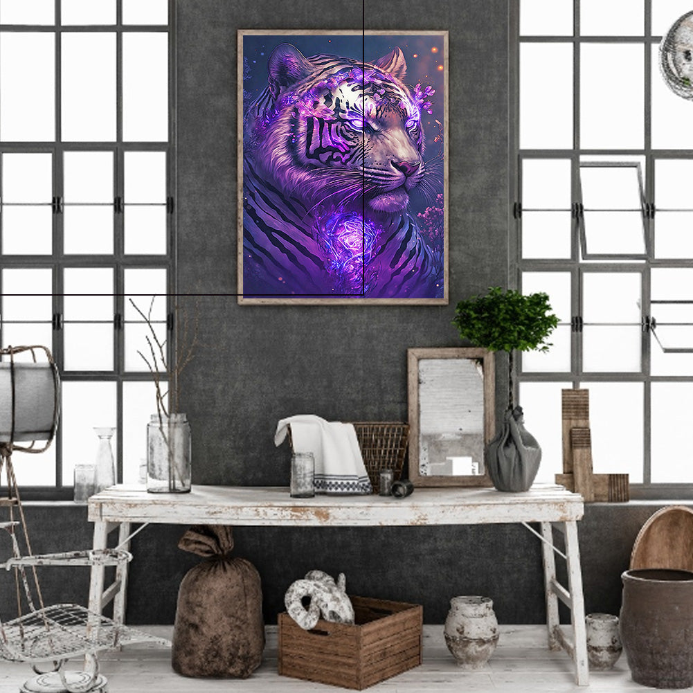 Purple Tiger - Full Round Drill Diamond Painting 30*40CM