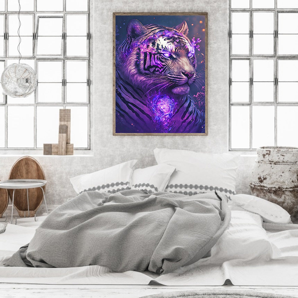 Purple Tiger - Full Round Drill Diamond Painting 30*40CM