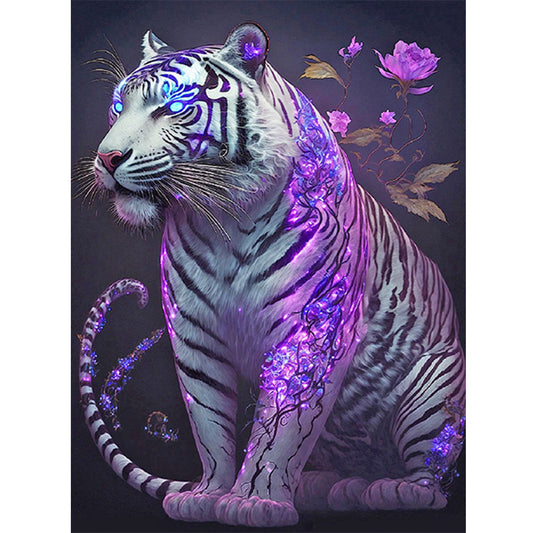 Purple Tiger - Full Round Drill Diamond Painting 30*40CM