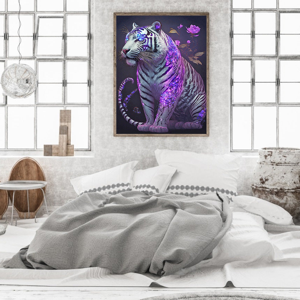 Purple Tiger - Full Round Drill Diamond Painting 30*40CM