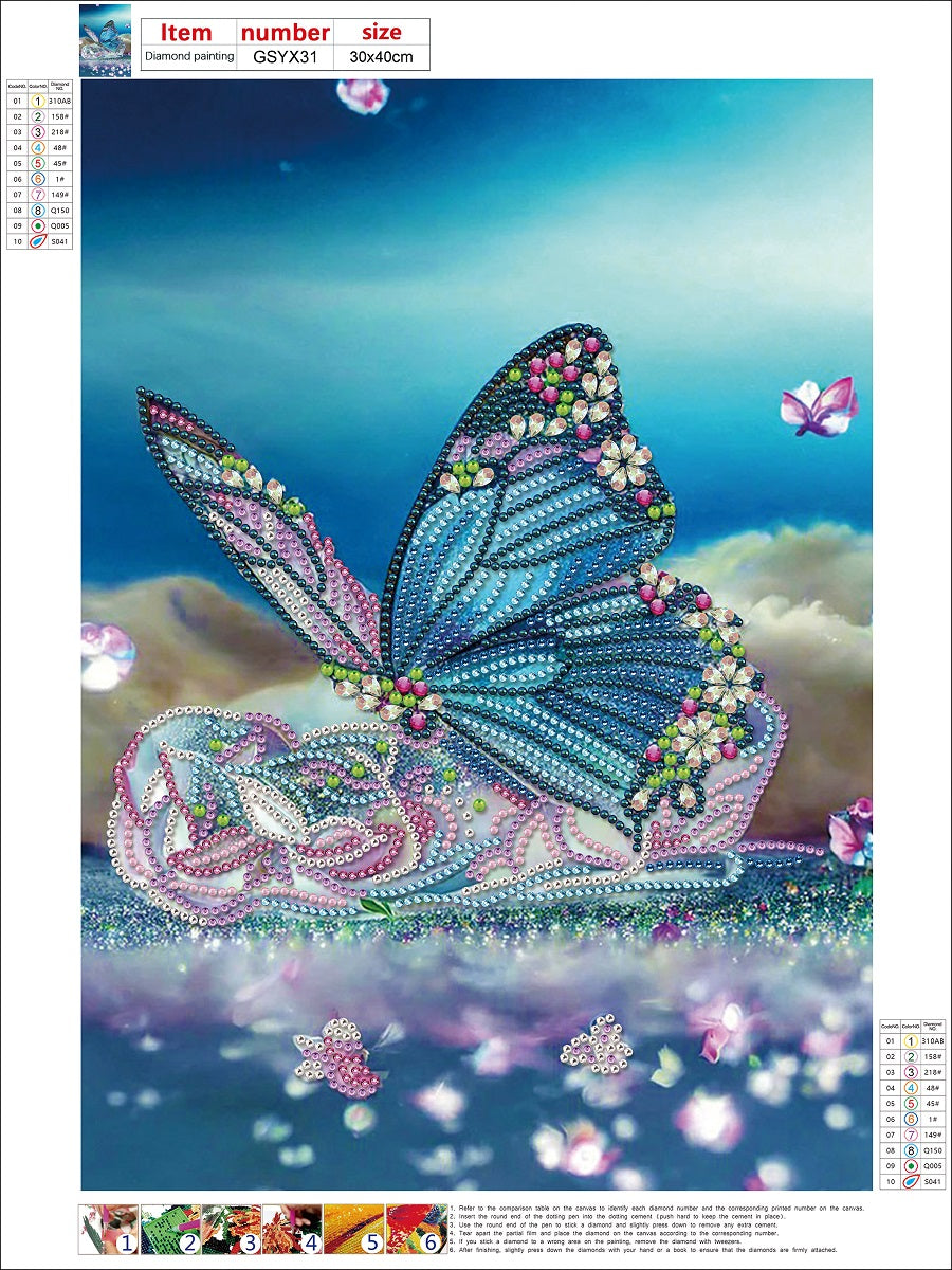 Dream Butterfly - Special Shaped Drill Diamond Painting 30*40CM