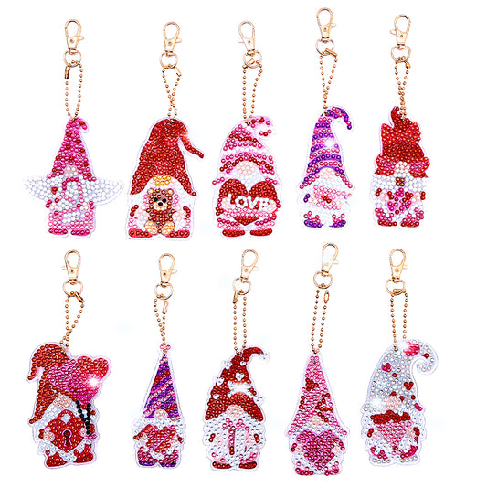 DIY Keychains Craft 10pcs Pink Gnome