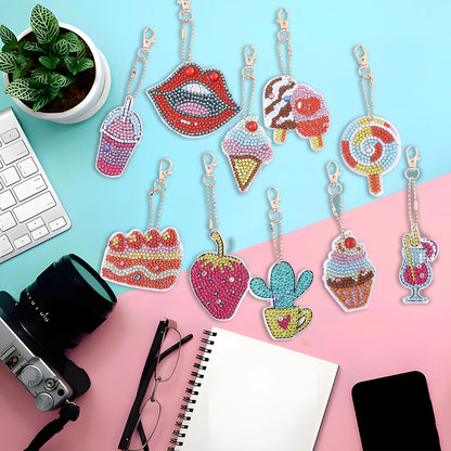 DIY Keychains Craft 10pcs Pink Ice Cream