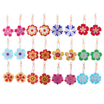 DIY Keychains Craft 24pcs Colorful Flowers