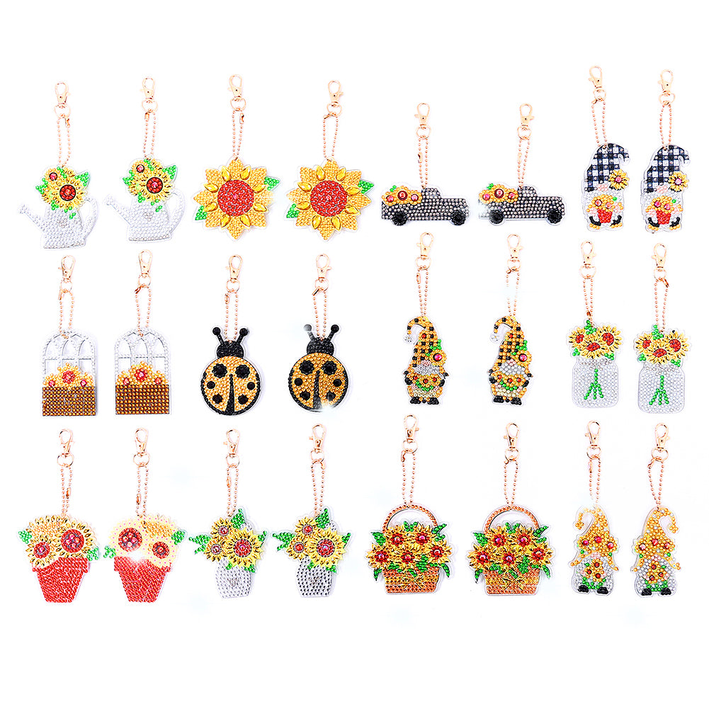 DIY Keychains Craft 24pcs Sunflower Bee Goblin