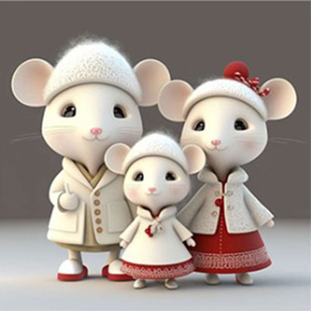 Mouse Family - Full Round Drill Diamond Painting 30*30CM