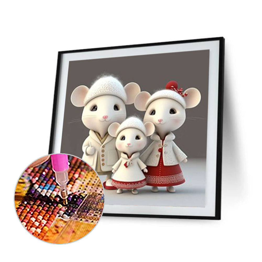 Mouse Family - Full Round Drill Diamond Painting 30*30CM