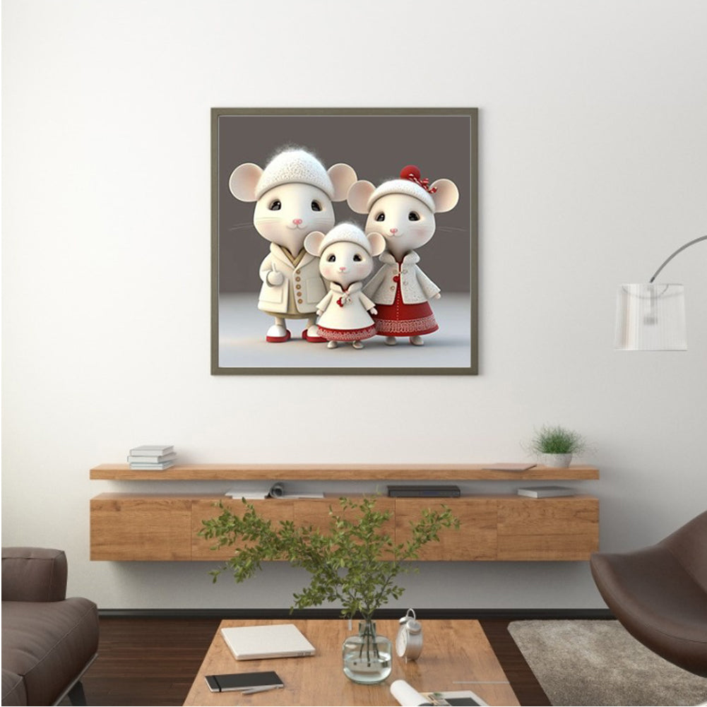 Mouse Family - Full Round Drill Diamond Painting 30*30CM