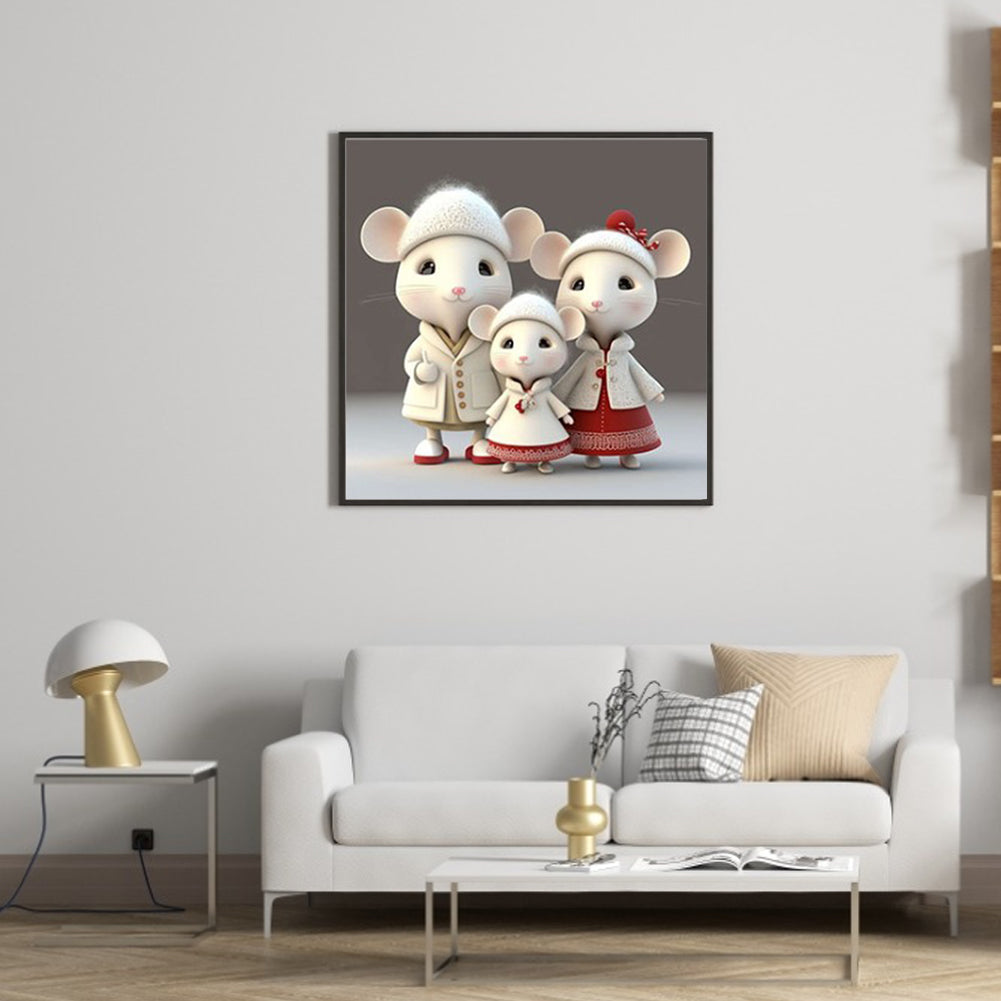 Mouse Family - Full Round Drill Diamond Painting 30*30CM