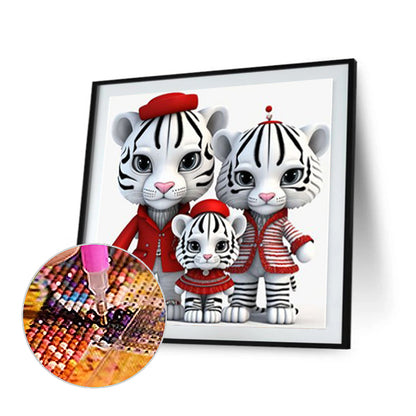 Tiger Family - Full Round Drill Diamond Painting 30*30CM