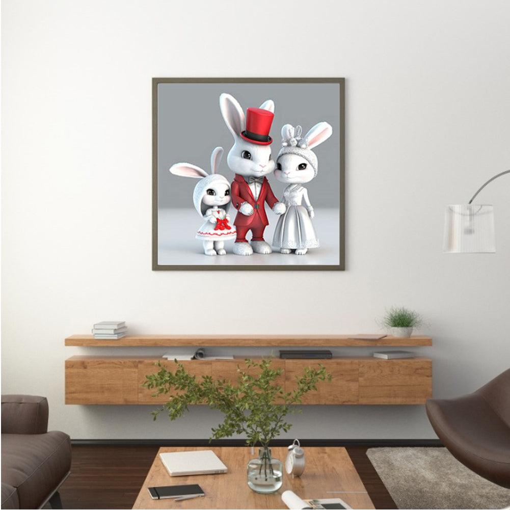 Rabbit Family - Full Round Drill Diamond Painting 30*30CM