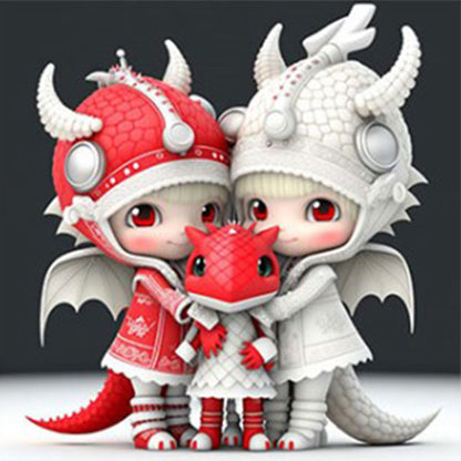 Pterosaur Family - Full Round Drill Diamond Painting 30*30CM