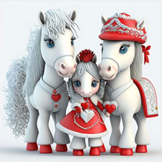 Pony Family - Full Round Drill Diamond Painting 30*30CM