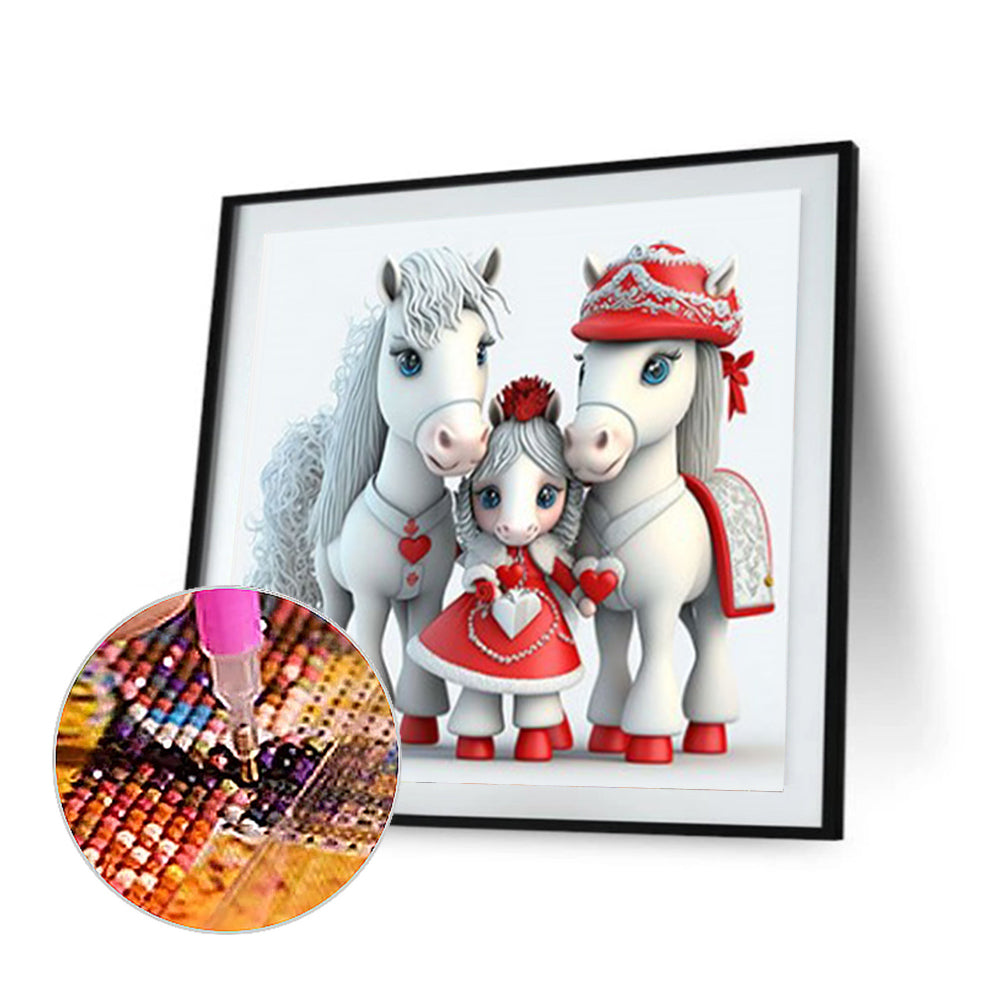 Pony Family - Full Round Drill Diamond Painting 30*30CM