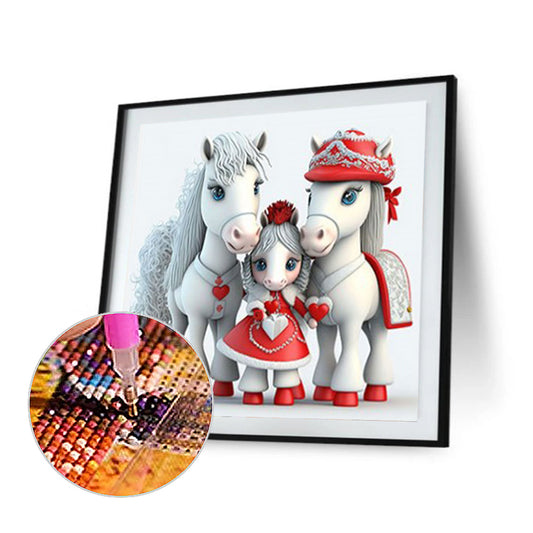 Pony Family - Full Round Drill Diamond Painting 30*30CM