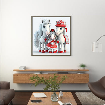 Pony Family - Full Round Drill Diamond Painting 30*30CM
