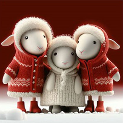 Sheep Family - Full Round Drill Diamond Painting 30*30CM