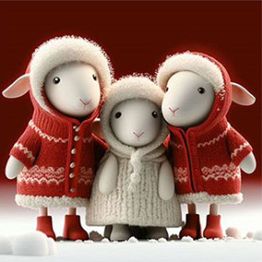 Sheep Family - Full Round Drill Diamond Painting 30*30CM