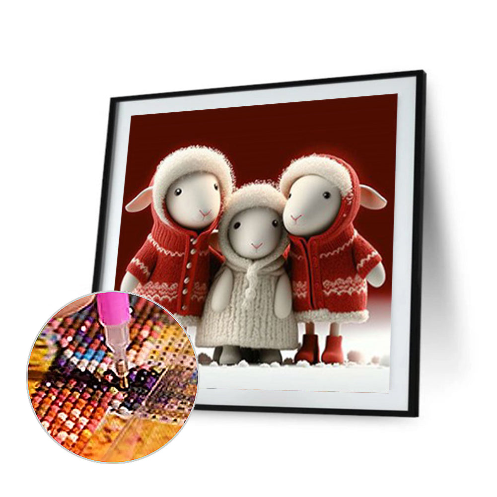 Sheep Family - Full Round Drill Diamond Painting 30*30CM