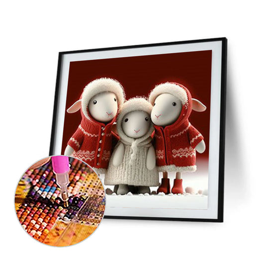 Sheep Family - Full Round Drill Diamond Painting 30*30CM