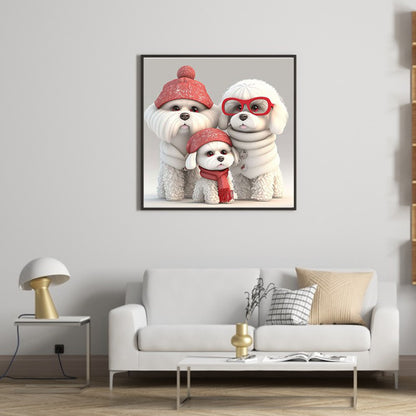 Puppy Family - Full Round Drill Diamond Painting 30*30CM