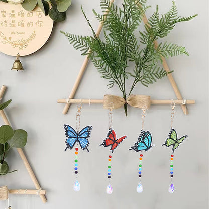 8pcs Diamond Painting Pendant Acrylic DIY Butterfly Point Drill Pendant for Gift