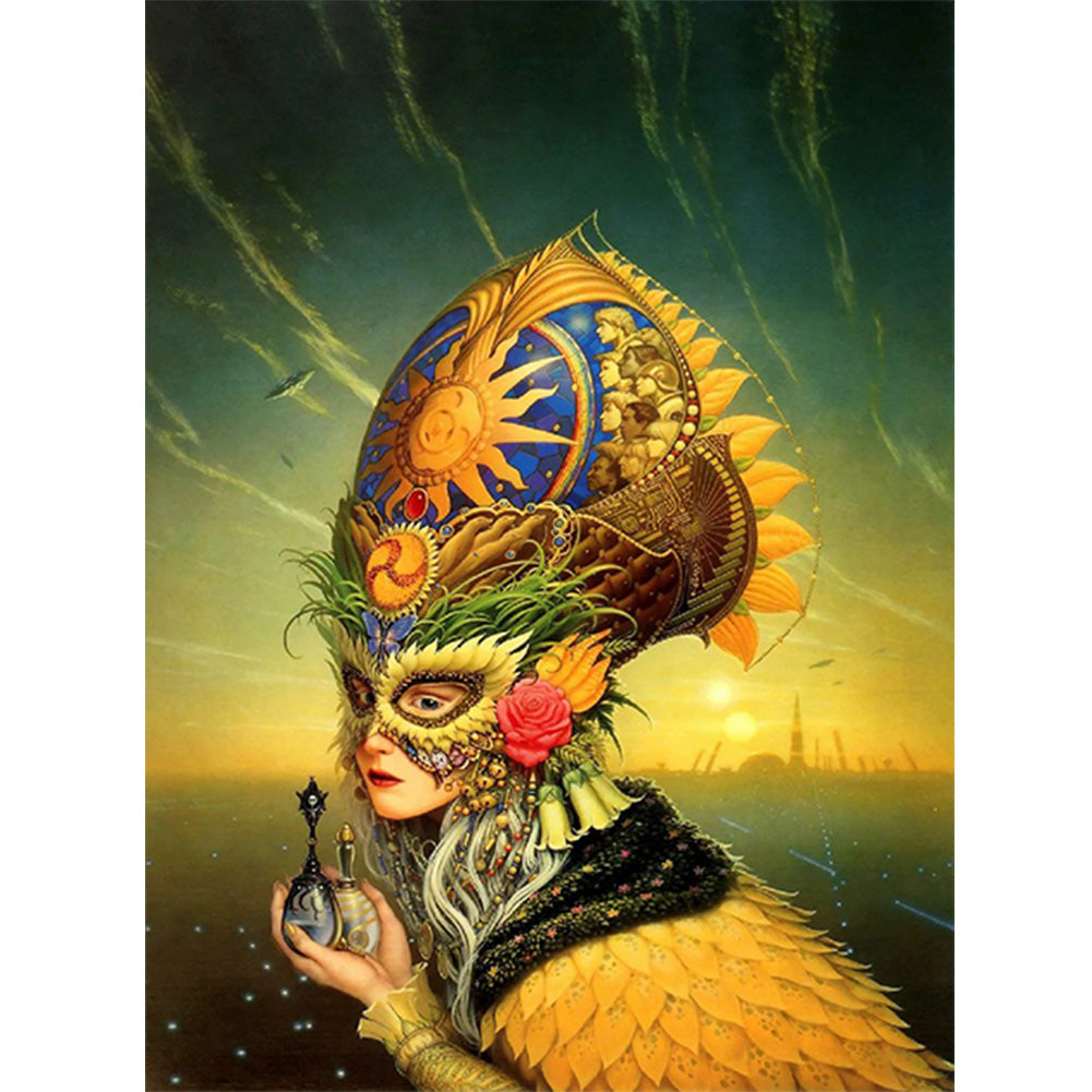 Carnival Mask Woman - Full Round Drill Diamond Painting 30*40CM