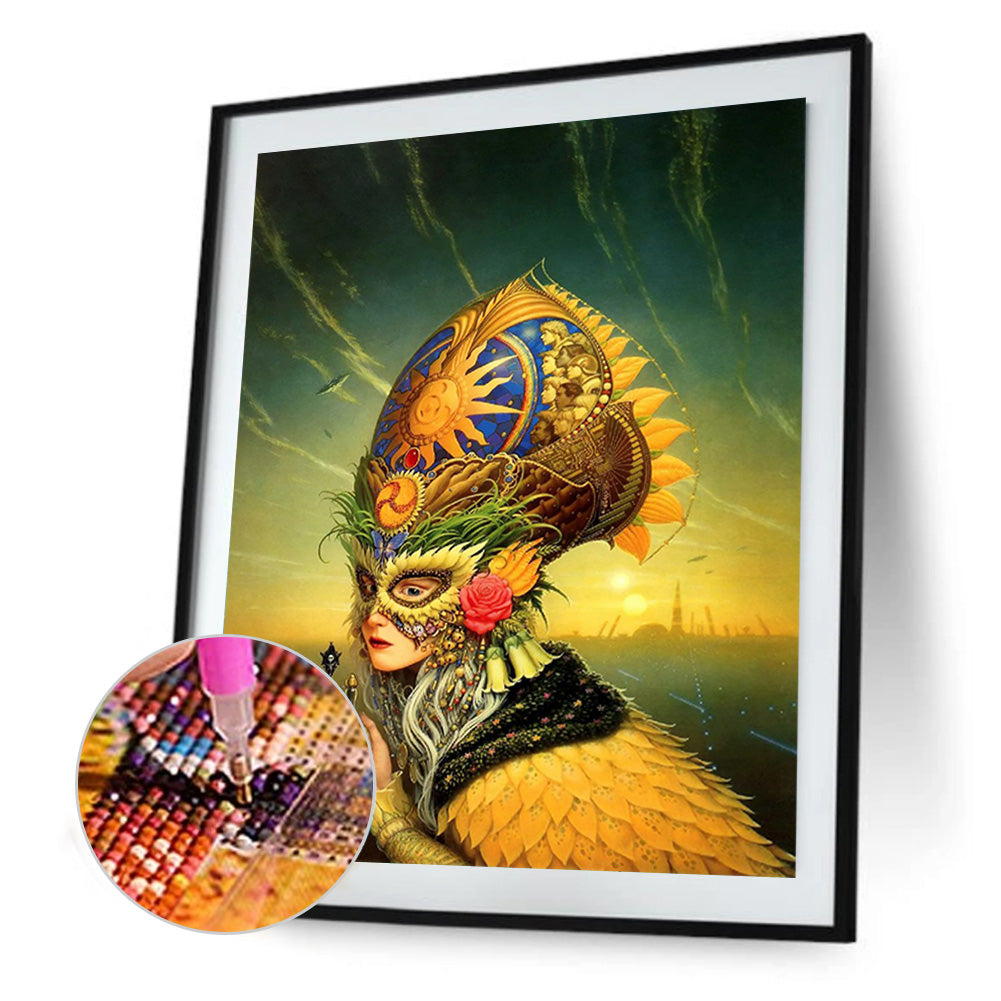 Carnival Mask Woman - Full Round Drill Diamond Painting 30*40CM
