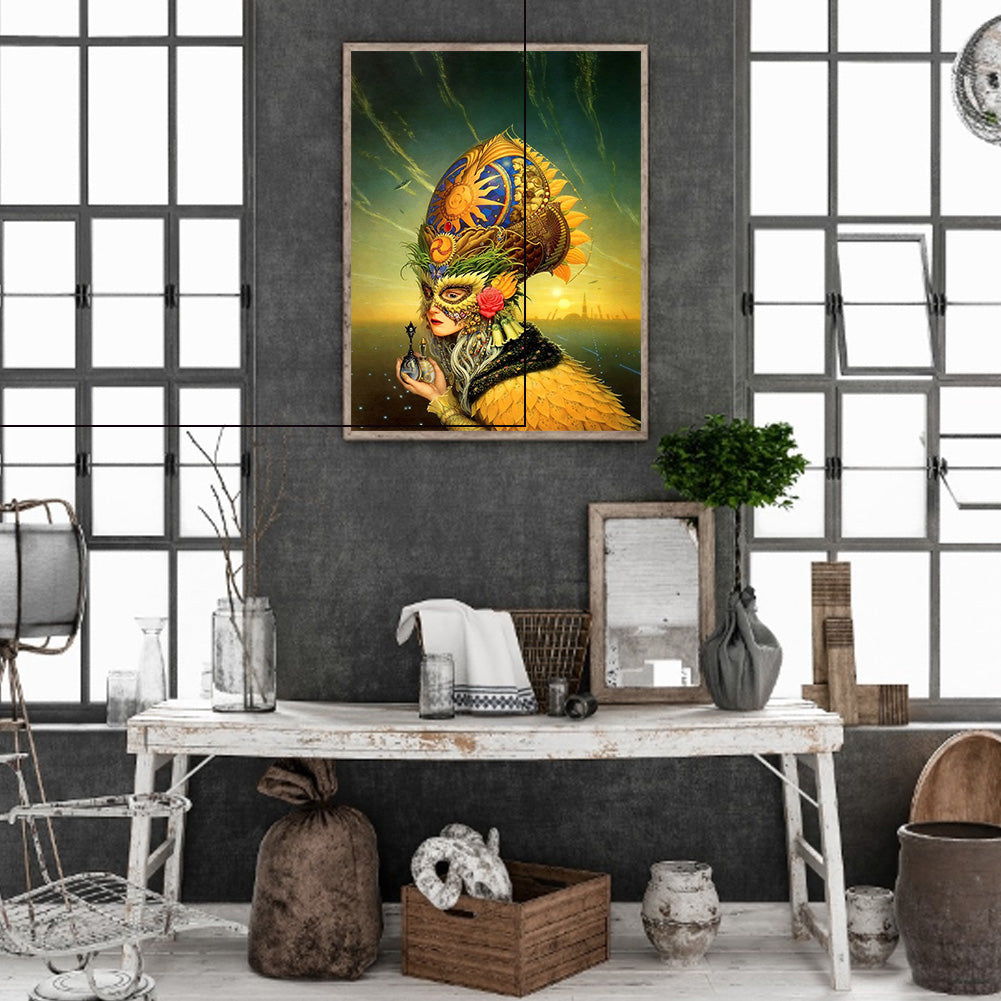 Carnival Mask Woman - Full Round Drill Diamond Painting 30*40CM