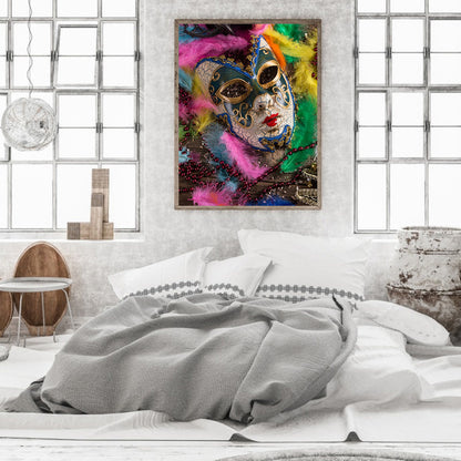 Carnival Mask Woman - Full Round Drill Diamond Painting 30*40CM