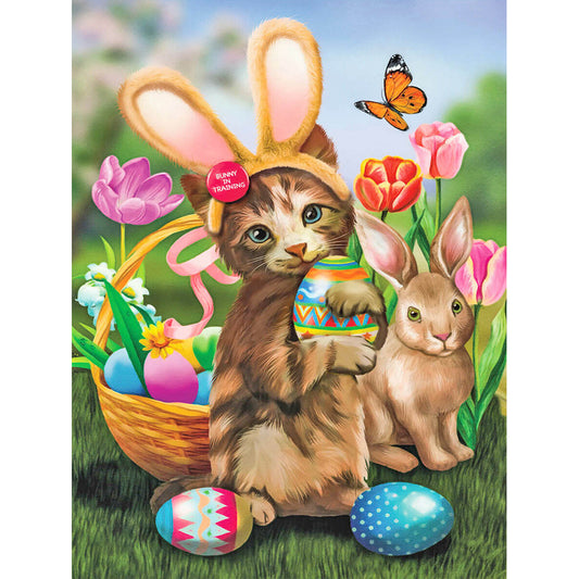 Easter Cat Bunny - Full Round Drill Diamond Painting 30*40CM