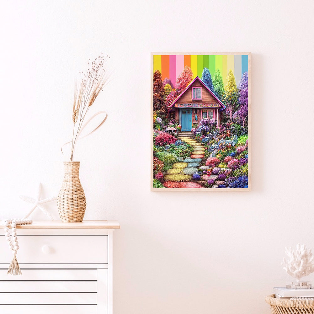 Rainbow House - Full Round Drill Diamond Painting 40*50CM