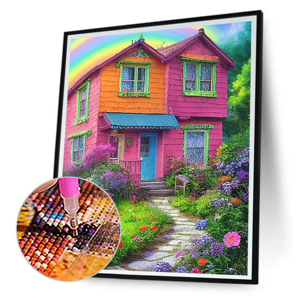 Rainbow House - Full Round Drill Diamond Painting 40*50CM