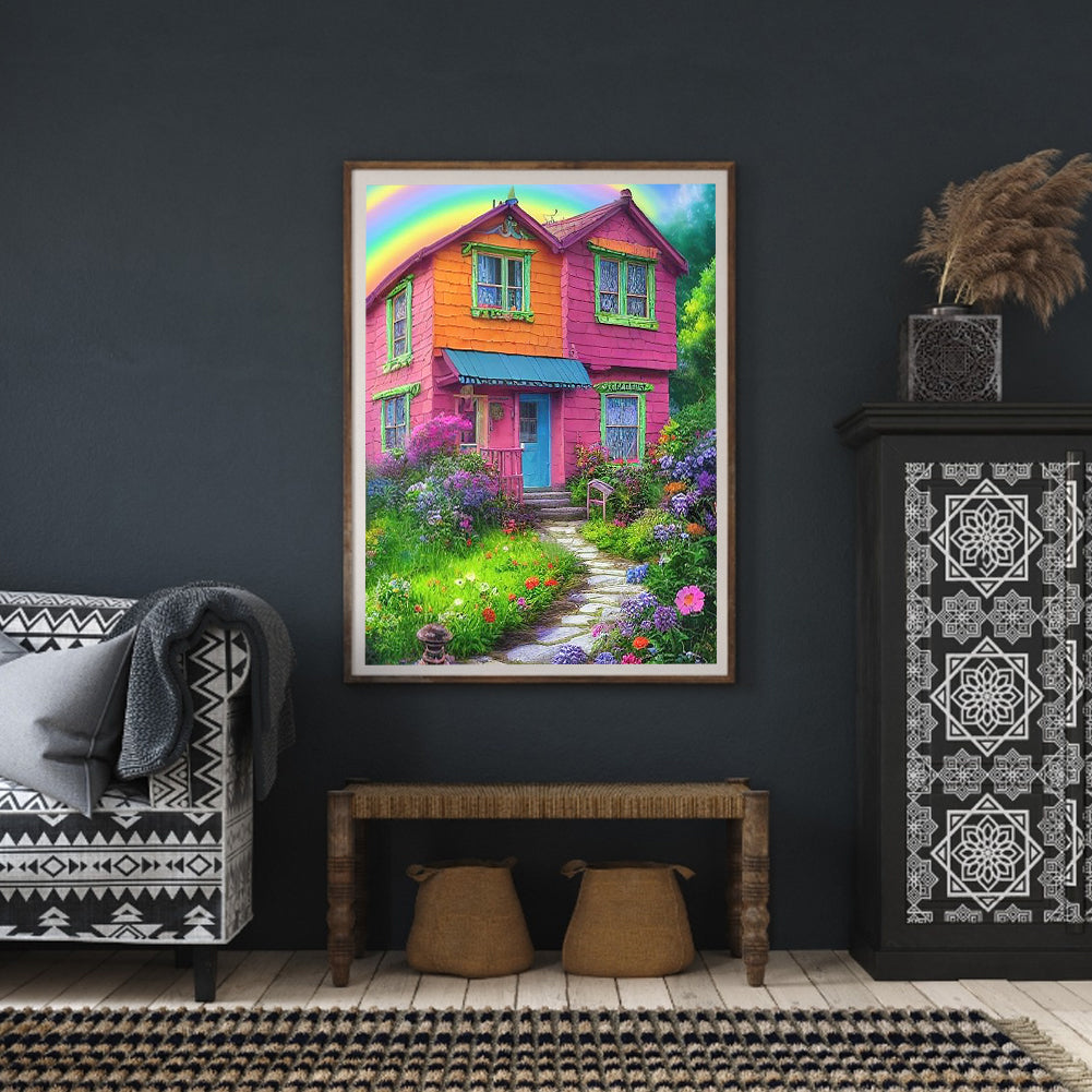 Rainbow House - Full Round Drill Diamond Painting 40*50CM