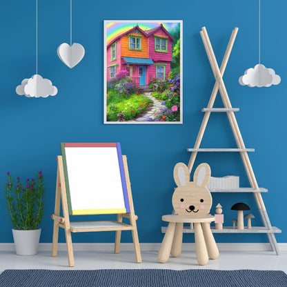 Rainbow House - Full Round Drill Diamond Painting 40*50CM