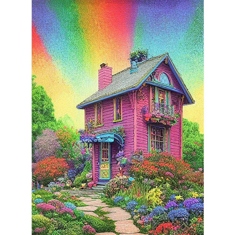 Rainbow House - Full Round Drill Diamond Painting 40*50CM