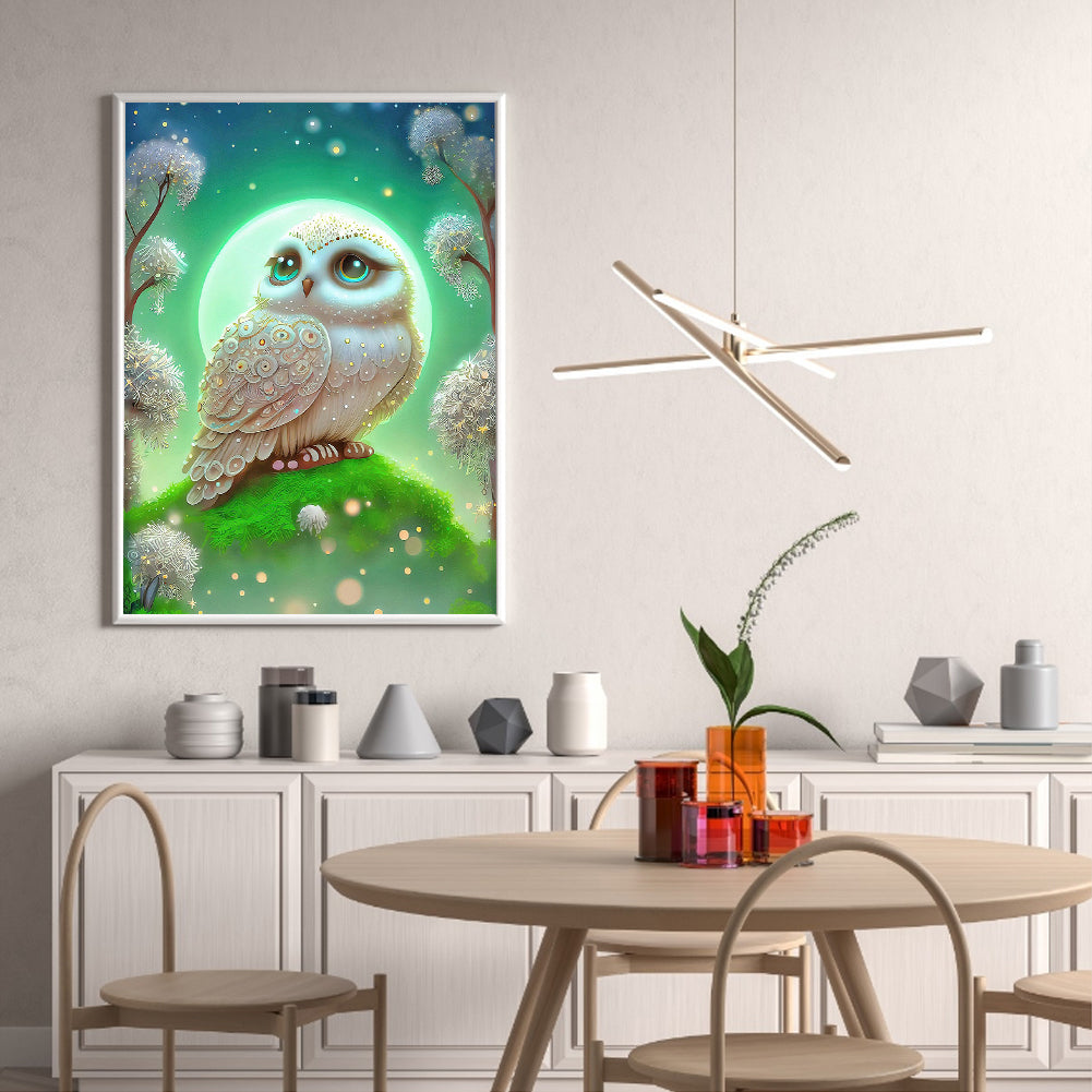 White Owl - Full Round Drill Diamond Painting 30*40CM