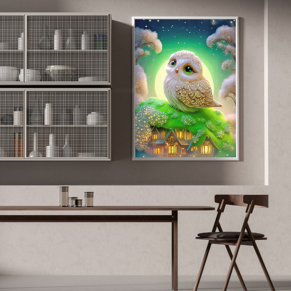 White Owl - Full Round Drill Diamond Painting 30*40CM