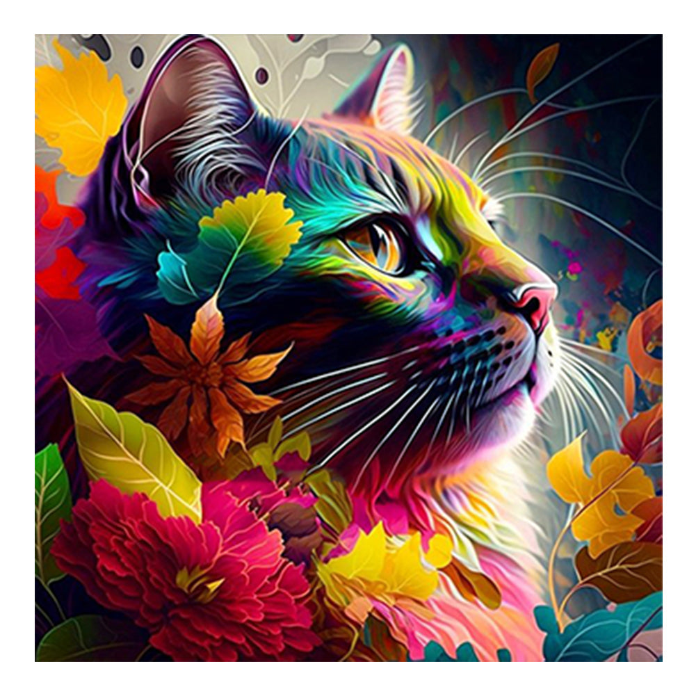 Colorful Cat - Full Round Drill Diamond Painting 30*30CM