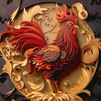 Big Red Rooster - Full Round Drill Diamond Painting 35*35CM