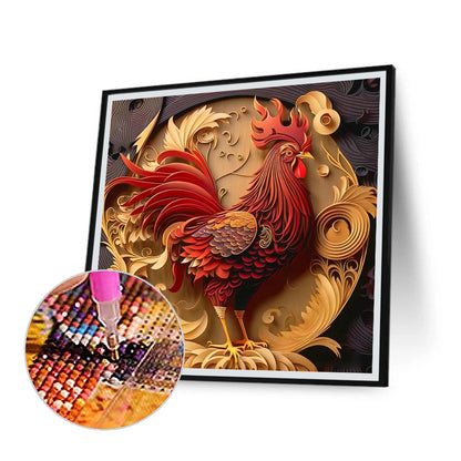 Big Red Rooster - Full Round Drill Diamond Painting 35*35CM