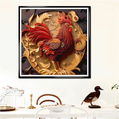 Big Red Rooster - Full Round Drill Diamond Painting 35*35CM