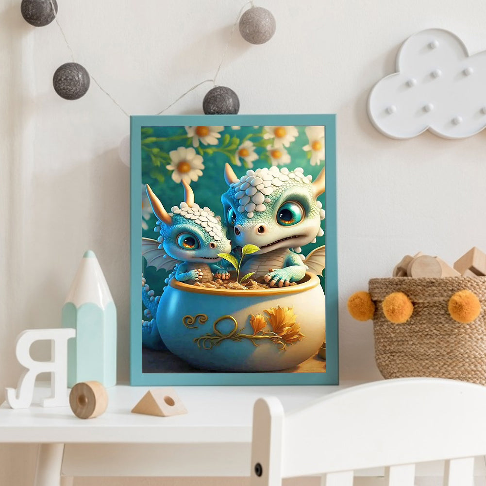 Little Dragon - Full Round Drill Diamond Painting 30*45CM