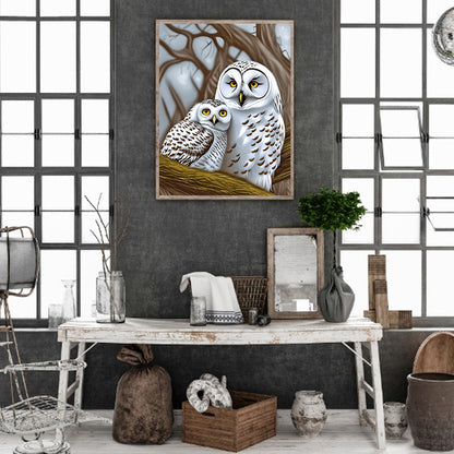 White Owl - Full Round Drill Diamond Painting 30*40CM