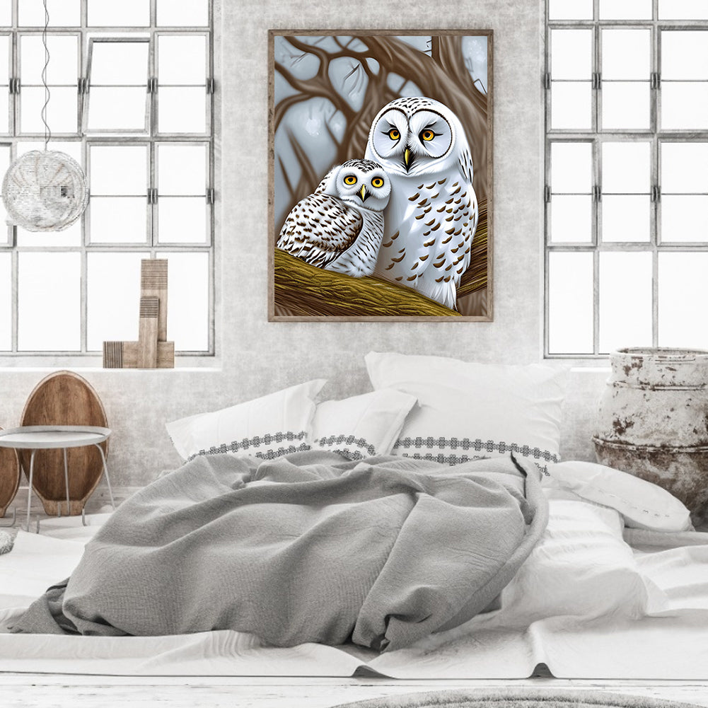 White Owl - Full Round Drill Diamond Painting 30*40CM