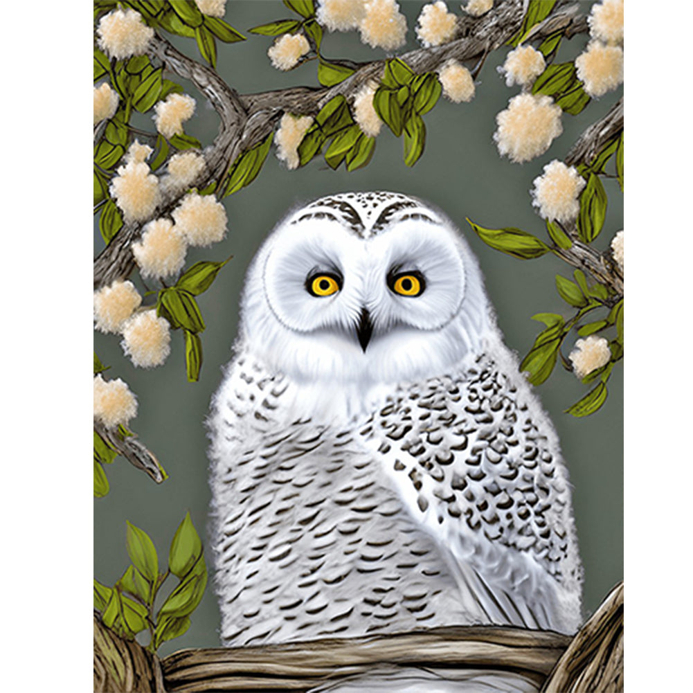 White Owl - Full Round Drill Diamond Painting 30*40CM