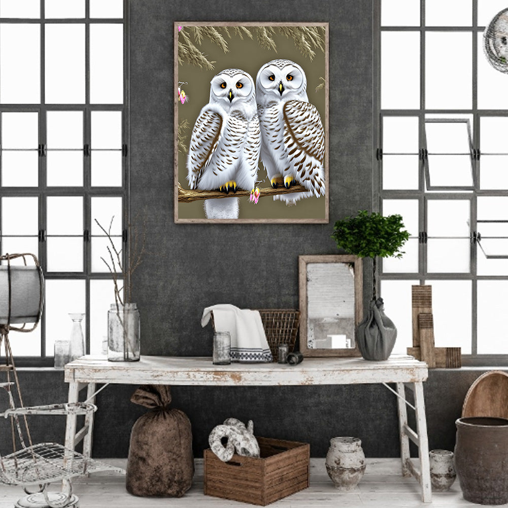 White Owl - Full Round Drill Diamond Painting 30*40CM