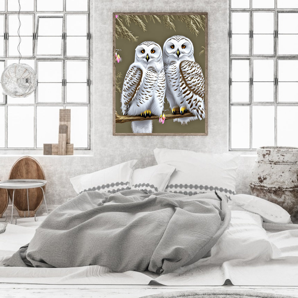 White Owl - Full Round Drill Diamond Painting 30*40CM